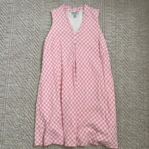 Tommy Bahama Pink Gingham Linen Blend V-Neck Sleeveless Shift Dress Womens Large
